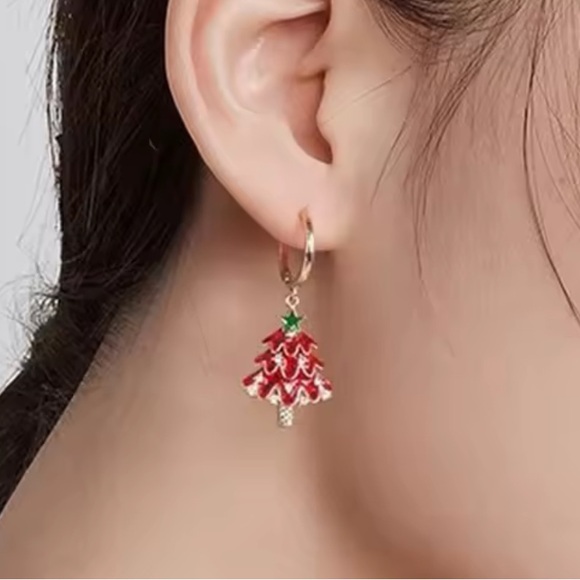 Anthropologie Jewelry - Anthropologie Sterling Silver 925 Gold plated 
Festive Tree Earrings